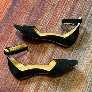 J.Crew Factory Black Suede Sliver Wedges Size 9.5